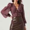 Zanna Floral Lace Trim Long Sleeve Top -Outlet Cozi Luxe Store ACT17333 BROWNPURPLEDITSY 1239