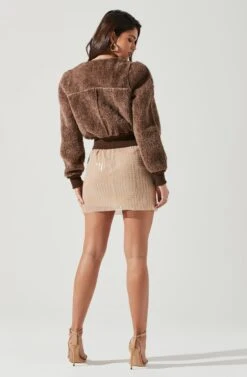 Stacy Faux Fur Jacket 18 Stacy Faux Fur Jacket -Outlet Cozi Luxe Store ACT17335 BROWN 1743