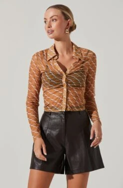 Wilma Faux Leather Shorts -Outlet Cozi Luxe Store ACT17338M MUSTARDCREAMGEO 3 422e00f6 8c21 4854 81dc 031386139c3d