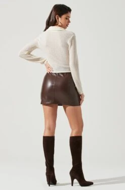 Lamora Waffle Knit Ruched Button Down Top 17 Lamora Waffle Knit Ruched Button Down Top -Outlet Cozi Luxe Store ACT17338 IVORY 1360