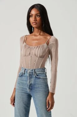 Vienna Mesh Long Sleeve Bodysuit -Outlet Cozi Luxe Store ACT17344 NUDE 0251 1b5851b0 1f0f 4c36 84ea 9718d084bdaf