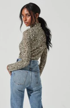 Zazie Choker Neck Long Sleeve Top 13 Zazie Choker Neck Long Sleeve Top -Outlet Cozi Luxe Store ACT17345 OLIVECREAMCOMBO 0991 6