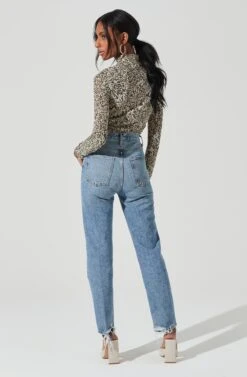 Zazie Choker Neck Long Sleeve Top 12 Zazie Choker Neck Long Sleeve Top -Outlet Cozi Luxe Store ACT17345 OLIVECREAMCOMBO 0991 7