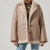 Francine Faux Leather Shearling Jacket -Outlet Cozi Luxe Store ACT17356 TAUPE 11641