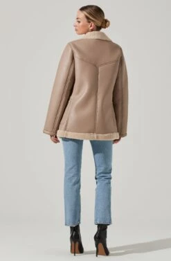 Francine Faux Leather Shearling Jacket 13 Francine Faux Leather Shearling Jacket -Outlet Cozi Luxe Store ACT17356 TAUPE 11711