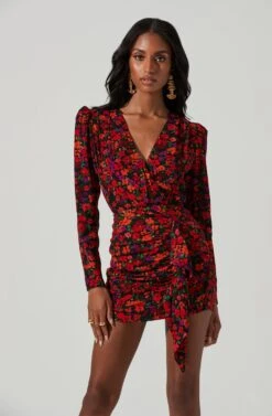 Bartlett Floral Wrap Front Long Sleeve Bodysuit 11 Bartlett Floral Wrap Front Long Sleeve Bodysuit -Outlet Cozi Luxe Store ACT17365 REDORANGEMULTI 3