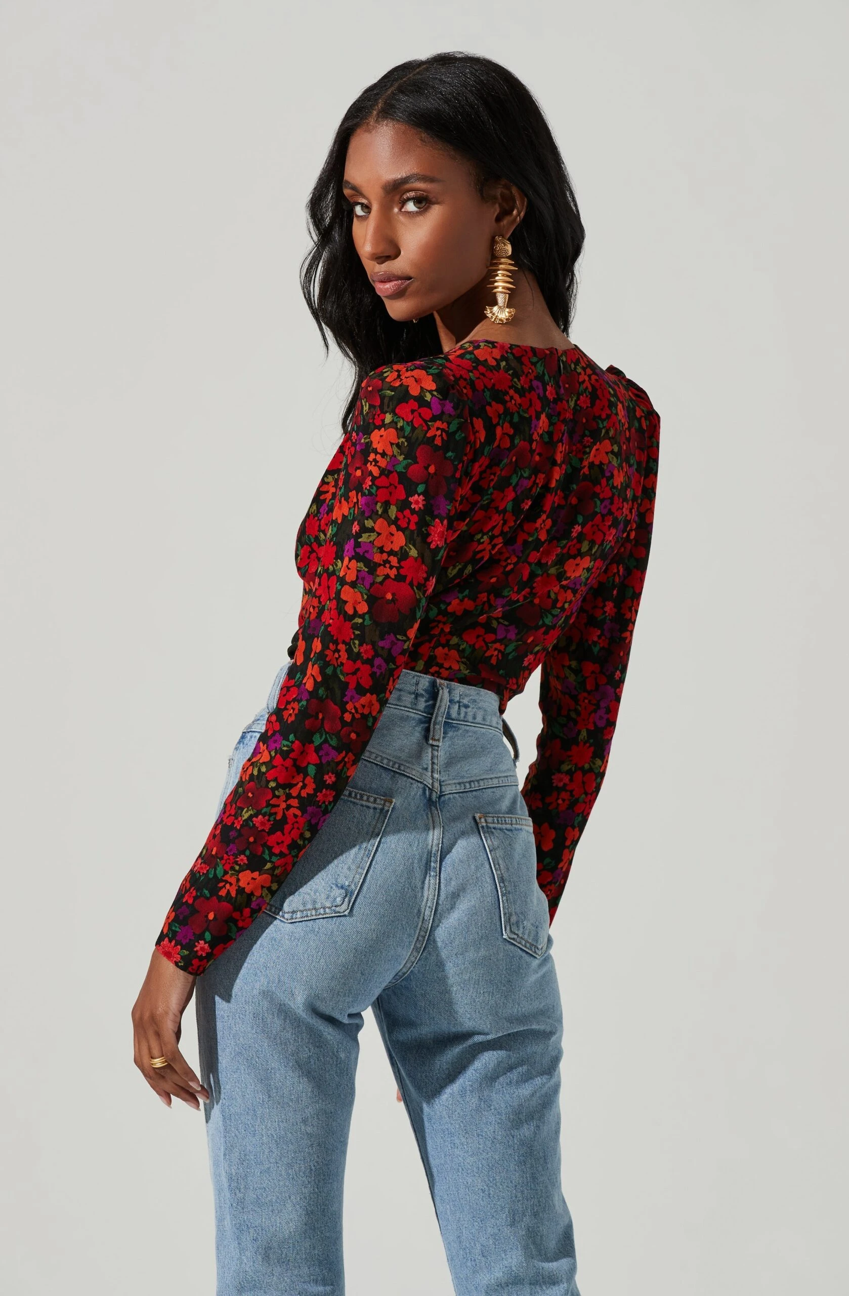 Bartlett Floral Wrap Front Long Sleeve Bodysuit 8 Bartlett Floral Wrap Front Long Sleeve Bodysuit - Image 6