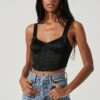 Larinna Hook And Eye Bustier Crop Top -Outlet Cozi Luxe Store ACT17368 BLACK 0416