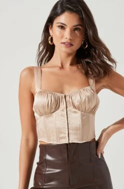 Larinna Hook And Eye Bustier Crop Top -Outlet Cozi Luxe Store ACT17368 CHAMPAGNE 1284