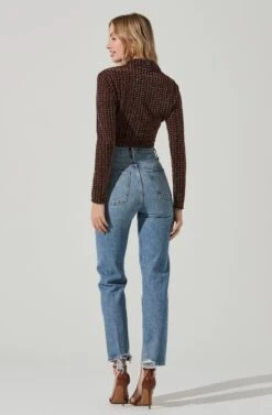 Winslet Metallic Houndstooth Crop Top -Outlet Cozi Luxe Store ACT17377 COPPERHOUNDSTOOTH 5