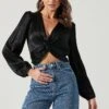 Nix Twist Front Long Sleeve Top -Outlet Cozi Luxe Store ACT17381 BLACK 1104