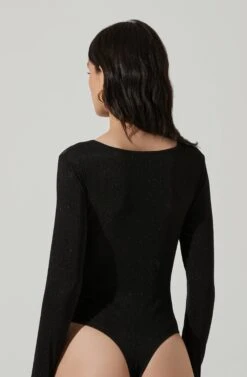 Reese Metallic Twist Front Bodysuit 23 Reese Metallic Twist Front Bodysuit -Outlet Cozi Luxe Store ACT17385 BLACKMETALLIC 4