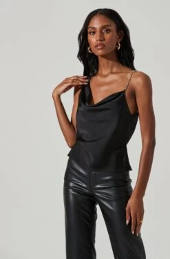 Larisa Satin Rhinestone Strap Top -Outlet Cozi Luxe Store ACT17390 BLACK 3