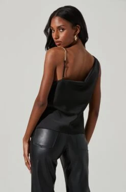 Larisa Satin Rhinestone Strap Top -Outlet Cozi Luxe Store ACT17390 BLACK 5