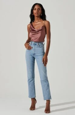 Larisa Satin Rhinestone Strap Top -Outlet Cozi Luxe Store ACT17390 MAUVE 2