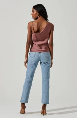 Larisa Satin Rhinestone Strap Top -Outlet Cozi Luxe Store ACT17390 MAUVE 6