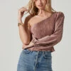 Zona Plisse One Shoulder Top -Outlet Cozi Luxe Store ACT17417 MAUVE 2