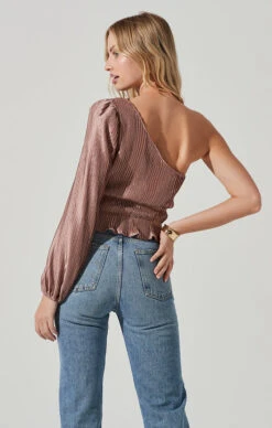 Zona Plisse One Shoulder Top -Outlet Cozi Luxe Store ACT17417 MAUVE 3
