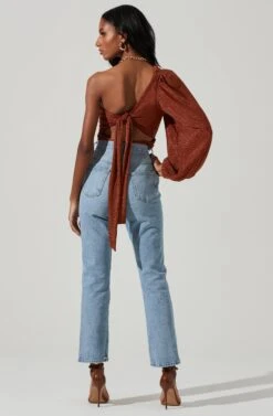 Marta Metallic Ruched One Sleeve Top 13 Marta Metallic Ruched One Sleeve Top -Outlet Cozi Luxe Store ACT17438 RUSTMETALLIC 6