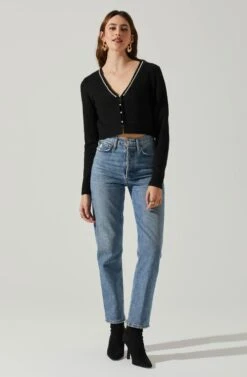 Melissa Pearl Embellished Cardigan Sweater -Outlet Cozi Luxe Store ACT17475P BLACK 1