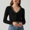 Melissa Pearl Embellished Cardigan Sweater -Outlet Cozi Luxe Store ACT17475P BLACK 3