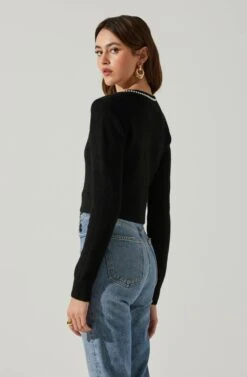 Melissa Pearl Embellished Cardigan Sweater -Outlet Cozi Luxe Store ACT17475P BLACK 5
