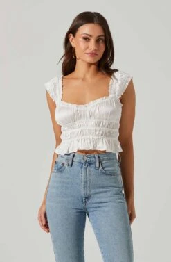 Rosita Smocked Top -Outlet Cozi Luxe Store ACT17543VR WHITE 1 2