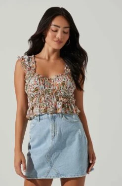 Rosita Floral Smocked Top -Outlet Cozi Luxe Store ACT17543 BLUEPINKMULTI 3