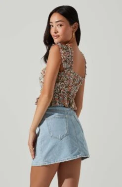 Rosita Floral Smocked Top -Outlet Cozi Luxe Store ACT17543 BLUEPINKMULTI 4