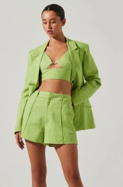 Ayra Front Button Blazer -Outlet Cozi Luxe Store ACT17557 KIWI 3