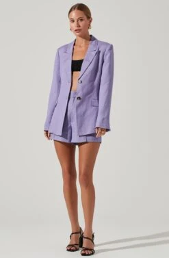 Ayra Front Button Blazer -Outlet Cozi Luxe Store ACT17557 LAVENDER 1