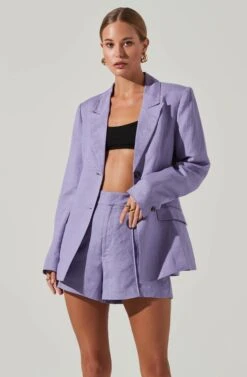 Ayra Front Button Blazer -Outlet Cozi Luxe Store ACT17557 LAVENDER 2