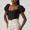 Paola Sweetheart Bustier Puff Sleeve Top 1 Paola Sweetheart Bustier Puff Sleeve Top -Outlet Cozi Luxe Store ACT17560S BLACK 2