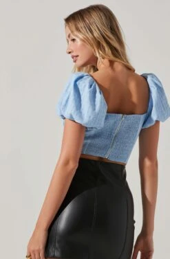 Paola Sweetheart Bustier Puff Sleeve Top -Outlet Cozi Luxe Store ACT17560S BLUE 3