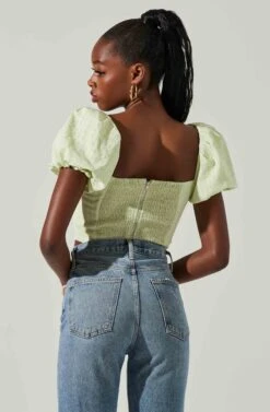 Paola Sweetheart Bustier Puff Sleeve Top -Outlet Cozi Luxe Store ACT17560S LIME 4