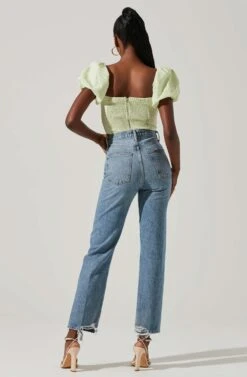 Paola Sweetheart Bustier Puff Sleeve Top -Outlet Cozi Luxe Store ACT17560S LIME 5