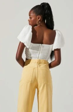 Paola Sweetheart Bustier Puff Sleeve Top -Outlet Cozi Luxe Store ACT17560S WHITE 3