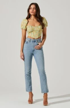 Paola Floral Puff Sleeve Top -Outlet Cozi Luxe Store ACT17560 YELLOWGREENDITSY 1 2 26732302 a843 4f22 9f40 5e938c24c528