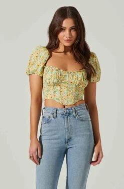 Paola Floral Puff Sleeve Top -Outlet Cozi Luxe Store ACT17560 YELLOWGREENDITSY 1 3 d92920a1 59a8 47e9 8e9d 3294f80b7a48