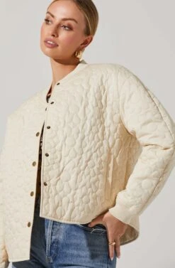 Zenni Quilted Jacket -Outlet Cozi Luxe Store ACT17567 CREAM 3