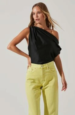 Ceres Satin Off Shoulder Top 33 Ceres Satin Off Shoulder Top -Outlet Cozi Luxe Store ACT17591 BLACK 2