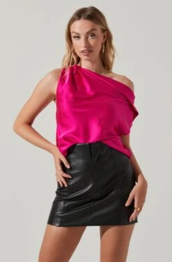 Ceres Satin Off Shoulder Top 27 Ceres Satin Off Shoulder Top -Outlet Cozi Luxe Store ACT17591 FUCHSIA 3