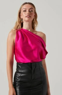 Ceres Satin Off Shoulder Top 29 Ceres Satin Off Shoulder Top -Outlet Cozi Luxe Store ACT17591 FUCHSIA 4