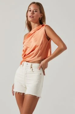 Ceres Satin Off Shoulder Top 24 Ceres Satin Off Shoulder Top -Outlet Cozi Luxe Store ACT17591 MELON 3