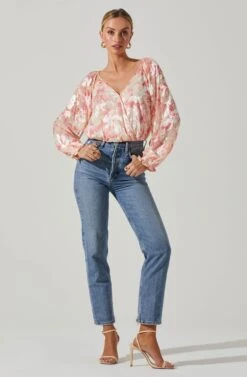 Kamari Floral Burnout Long Sleeve Top -Outlet Cozi Luxe Store ACT17601 PINKBURNOUT 1