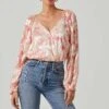 Kamari Floral Burnout Long Sleeve Top -Outlet Cozi Luxe Store ACT17601 PINKBURNOUT 3
