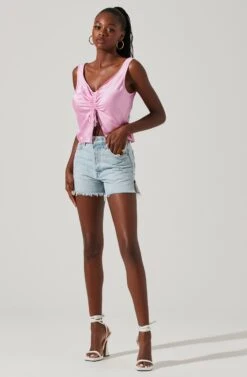 Julie Cinched Front Top -Outlet Cozi Luxe Store ACT17607VR PINK 1