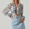 Loxley Floral Ruffle Long Sleeve Top -Outlet Cozi Luxe Store ACT17620 BLUEMULTIFLORAL 2