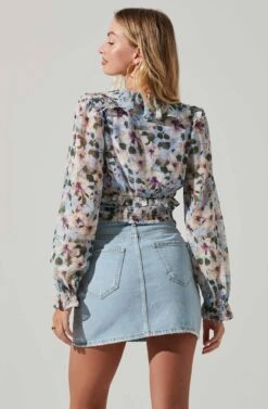 Loxley Floral Ruffle Long Sleeve Top -Outlet Cozi Luxe Store ACT17620 BLUEMULTIFLORAL 4