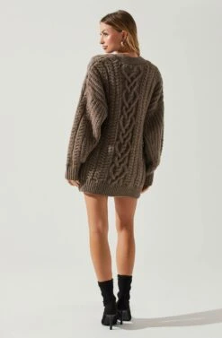 Charli Cable Knit Oversized Cardigan Sweater -Outlet Cozi Luxe Store ACT17626 MOCHA 6
